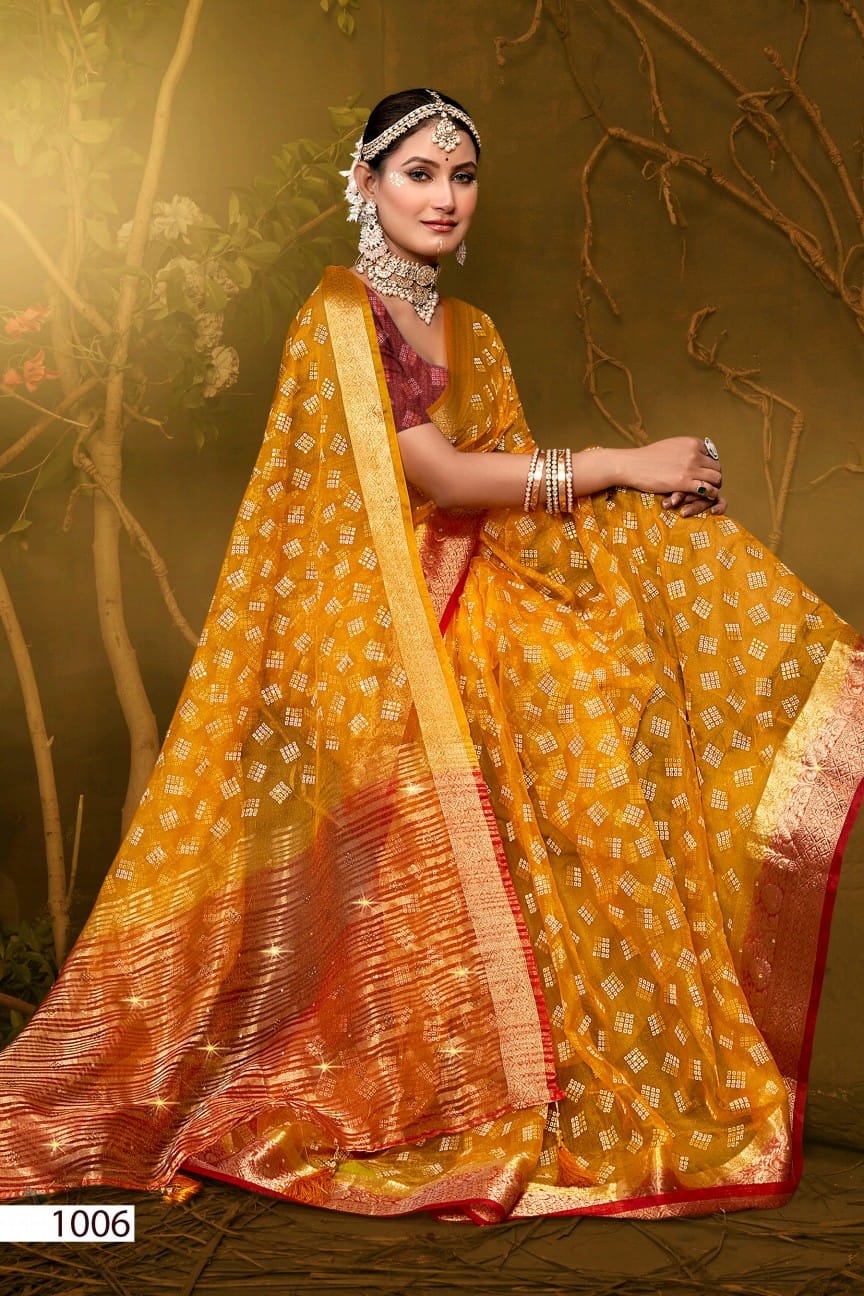 Imperial Gold Vol 4 By Saroj Khadi Organza Designer Sarees Suppliers In India
